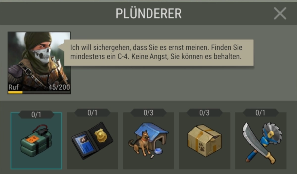 Plünderer Aufgaben